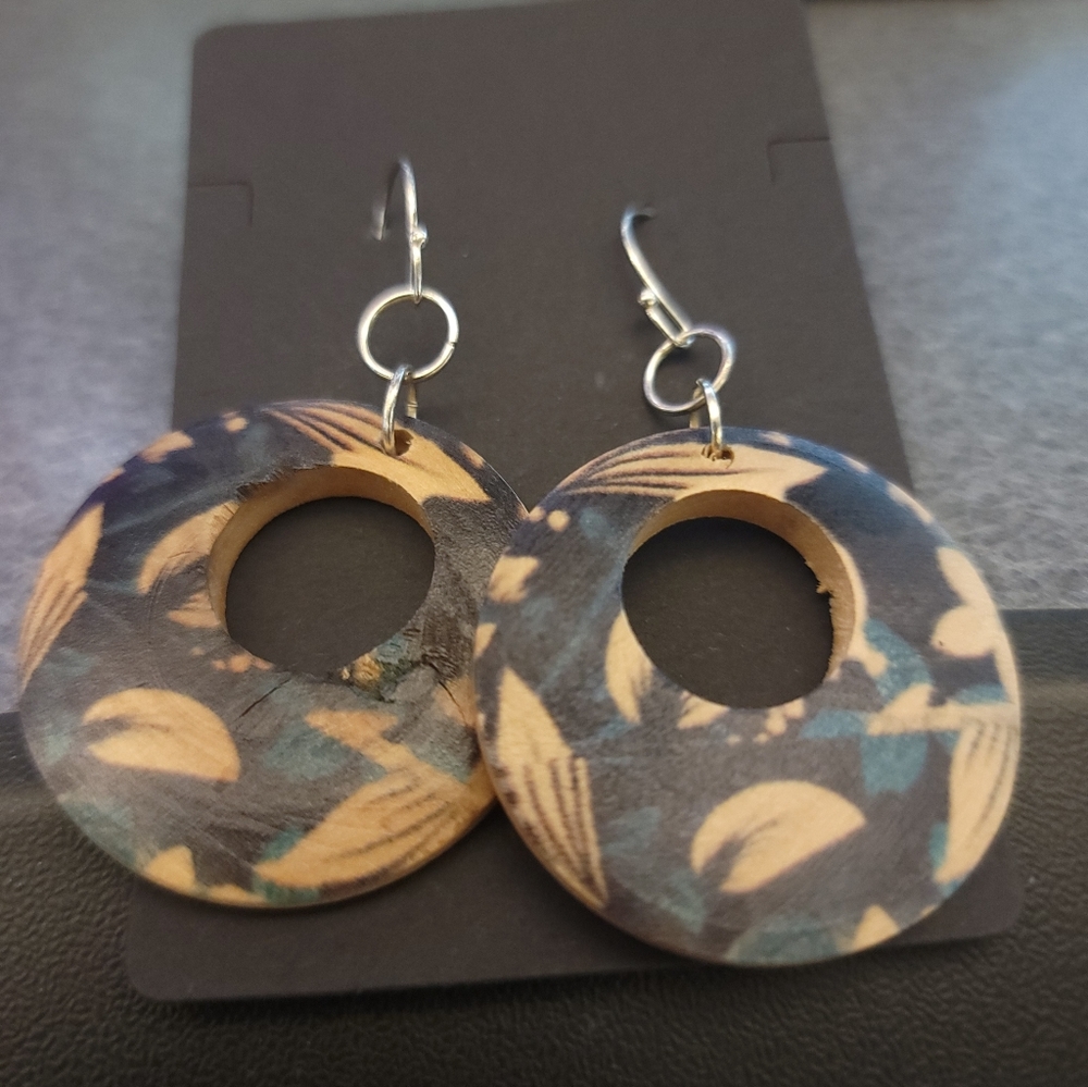 Brown Circle Wood Earrings